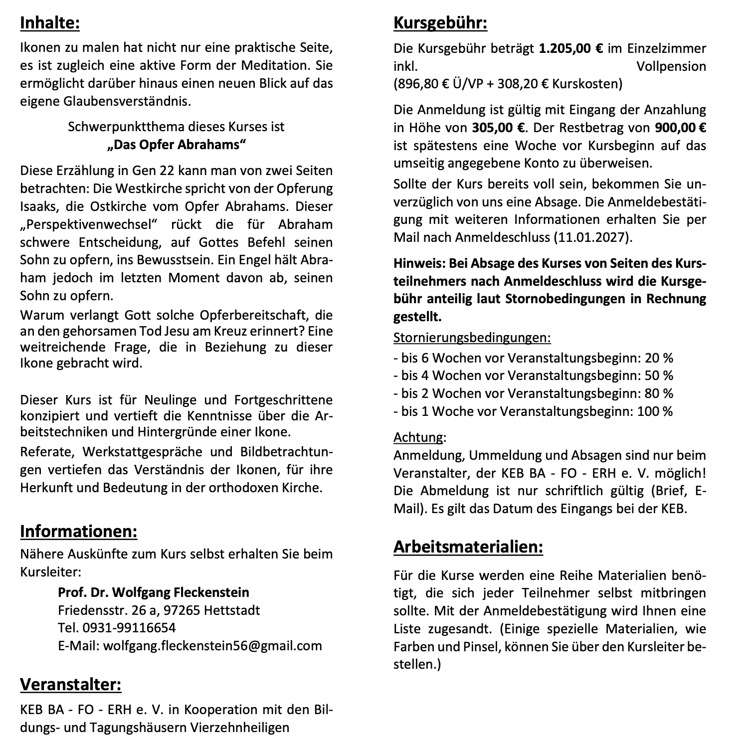 Kursinformationen zum Ikonenmalkurs 2027