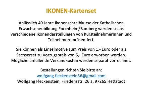 Bestellinformationen für das Ikonen-Kartenset