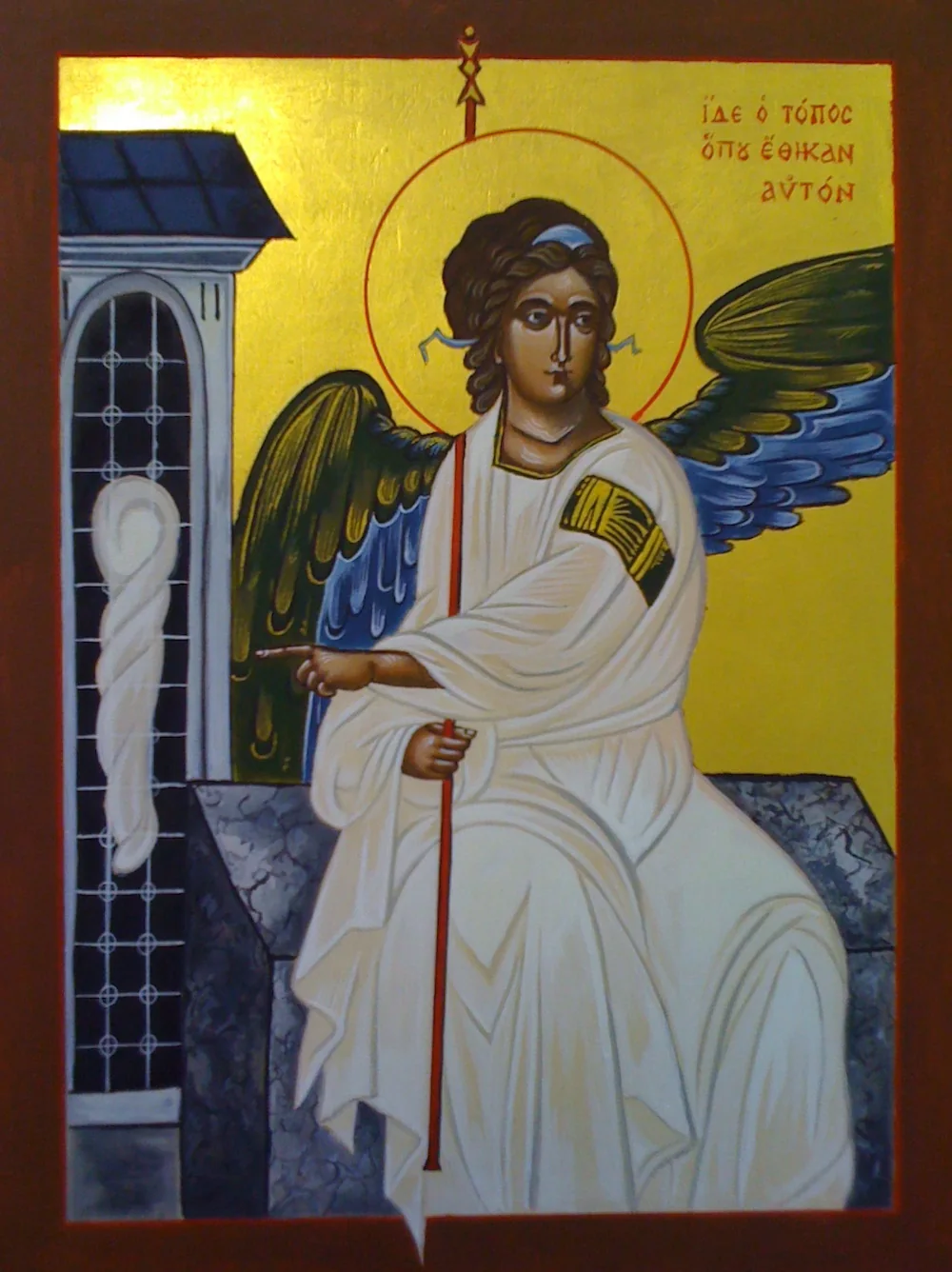 Engel der Auferstehung, Ikonenfresko, serbisch-orthodoxes Kloster in Dečani - Mitte 14. Jh.