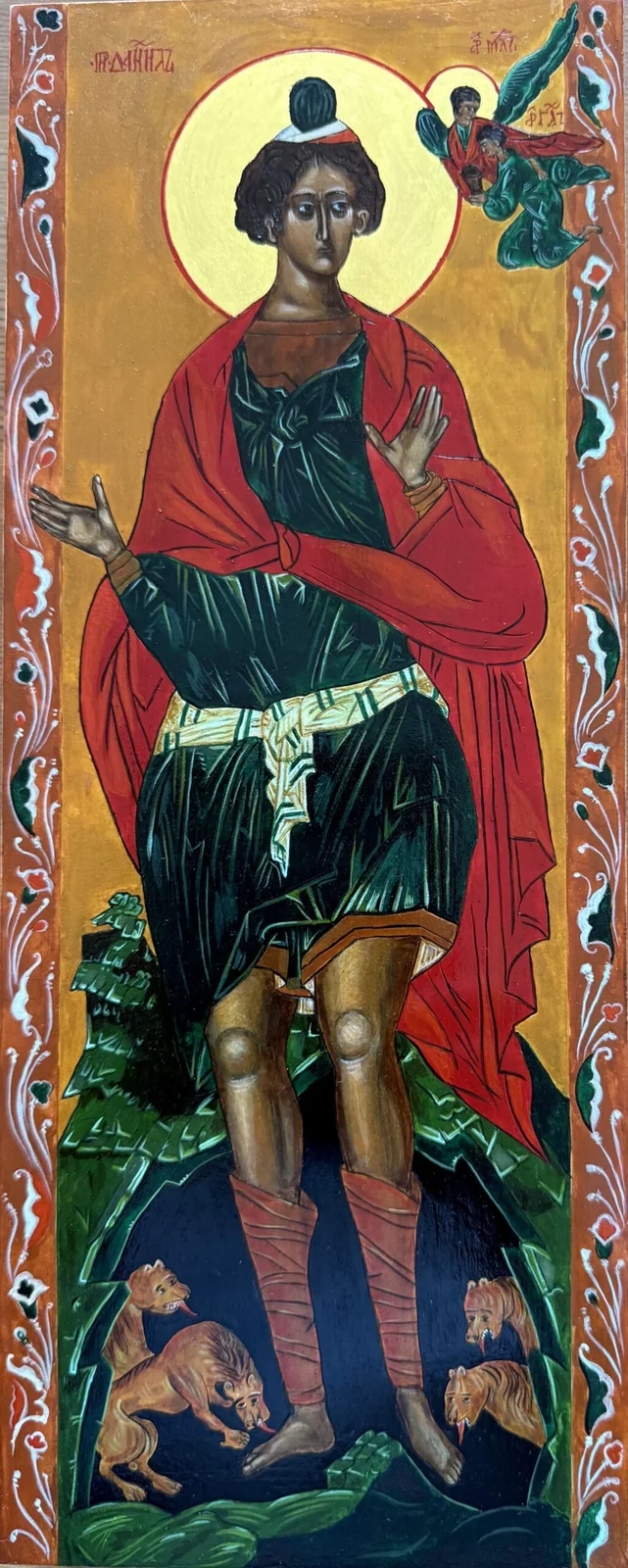 Der Prophet Daniel in der Löwengrube, Moskauer Schule, Museum Novgorod, 16. Jh. (13,5 x 34 cm)
