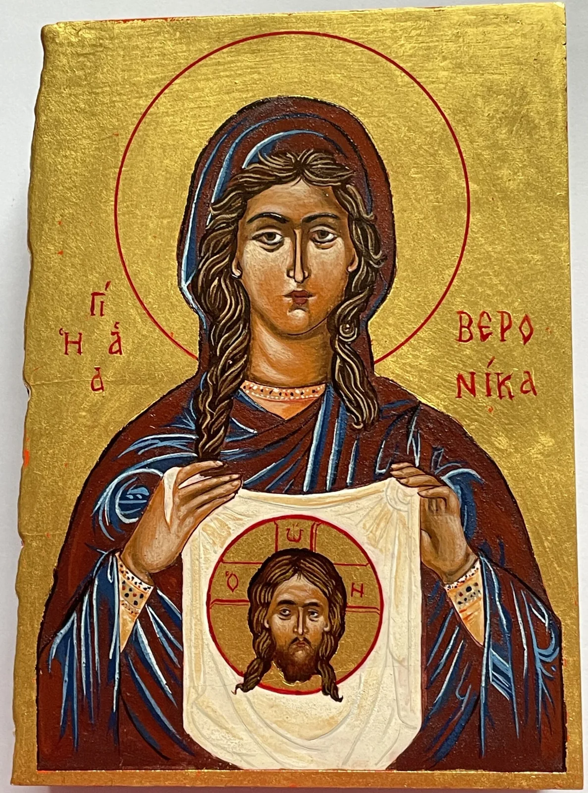 Die hl. Veronika, unbekannte Herkunft, neuzeitliche Ikone, (ca. 10 x 13,5 cm) - Preis: 100,- €
