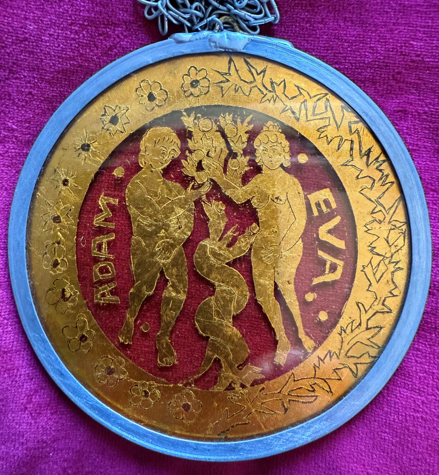 Goldglas - Adam und Eva